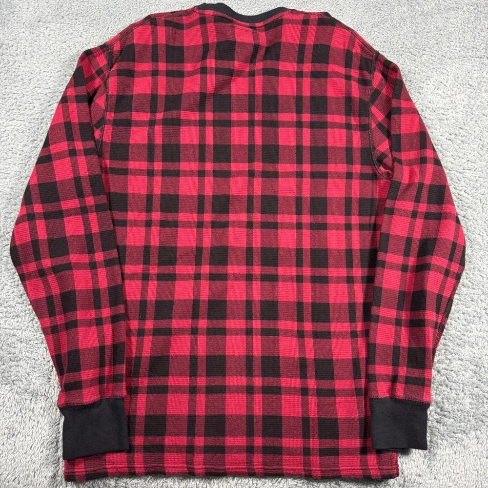 Polo‎ Ralph Lauren Thermal Shirt Mens Large Waffle Knit Multicolor PLaid Stretc